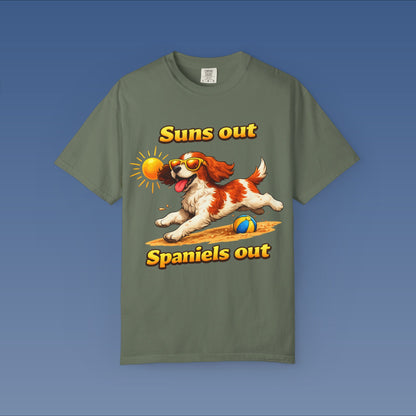 Suns Out Spaniels Out - White and Gold