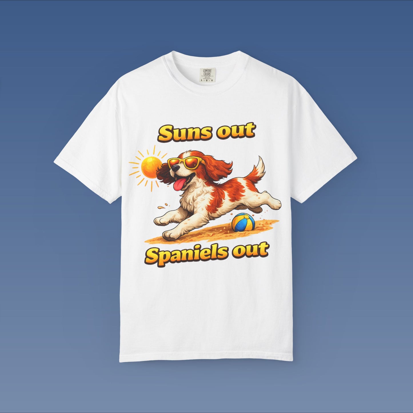 Suns Out Spaniels Out - White and Gold