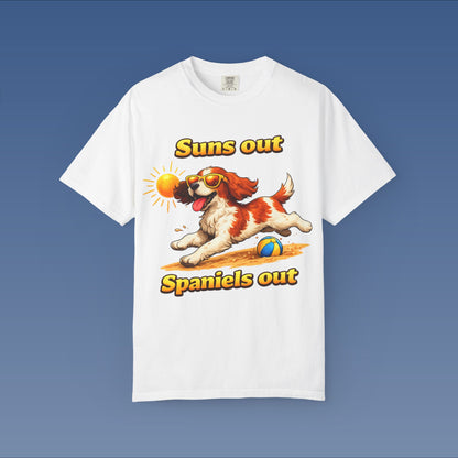 Suns Out Spaniels Out - White and Gold