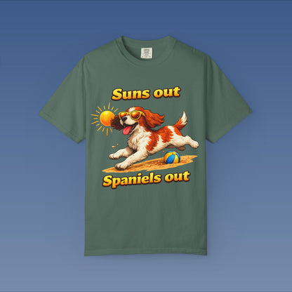 Suns Out Spaniels Out - White and Gold