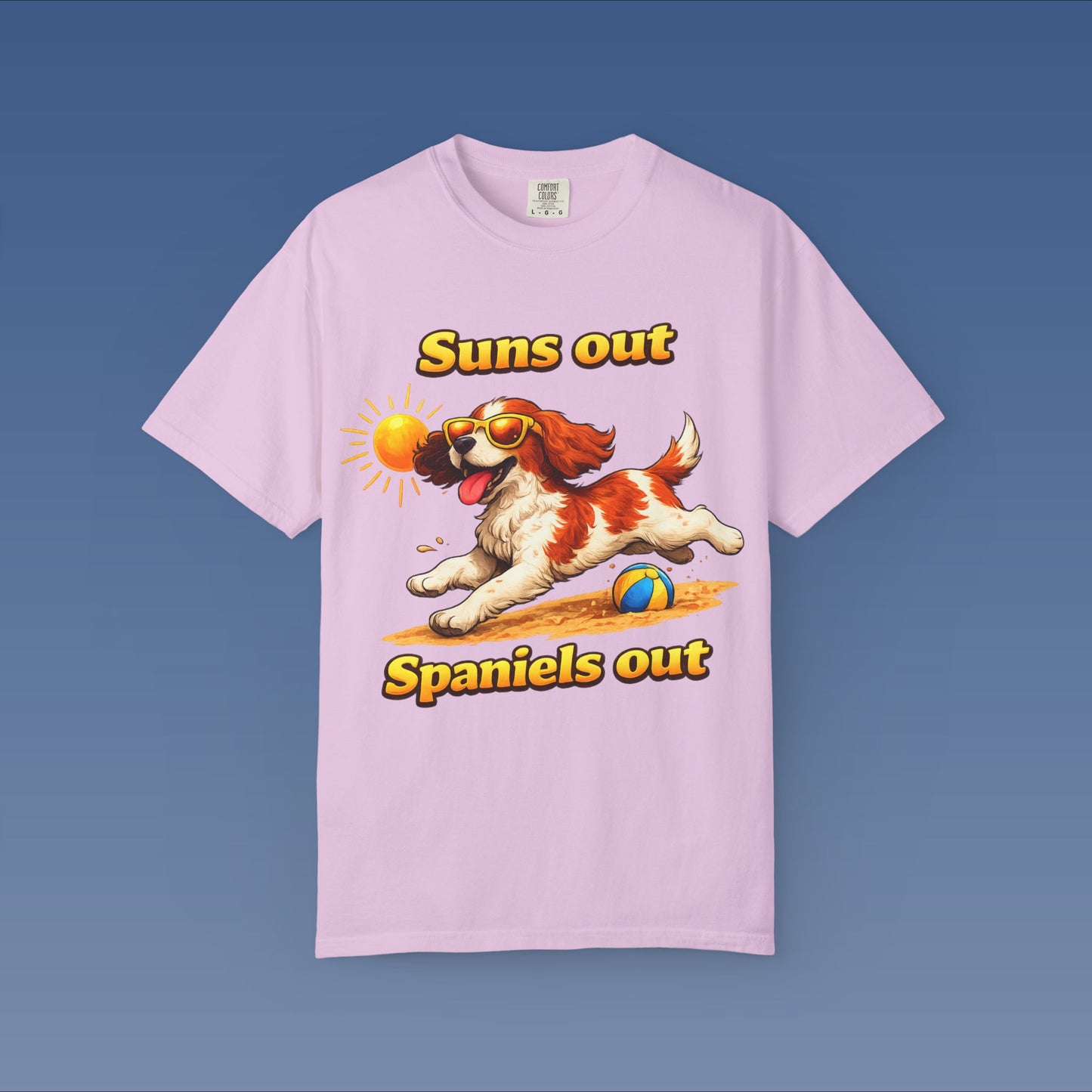 Suns Out Spaniels Out - White and Gold