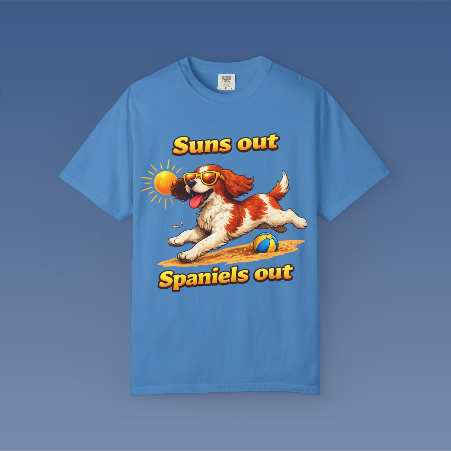 Suns Out Spaniels Out - White and Gold