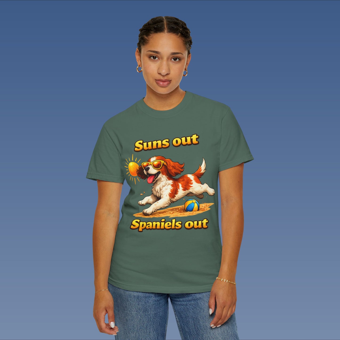 Suns Out Spaniels Out - White and Gold