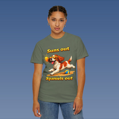 Suns Out Spaniels Out - White and Gold