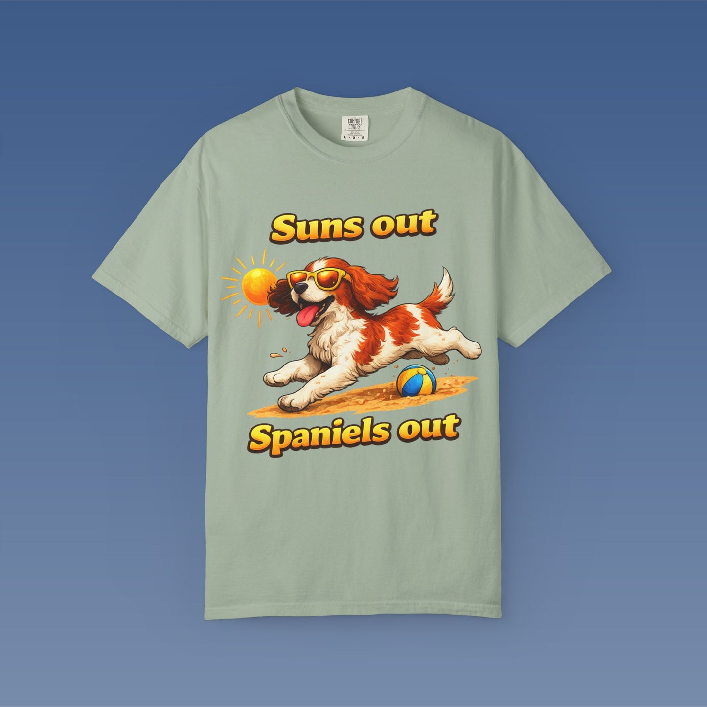 Suns Out Spaniels Out - White and Gold