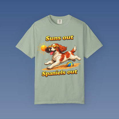 Suns Out Spaniels Out - White and Gold