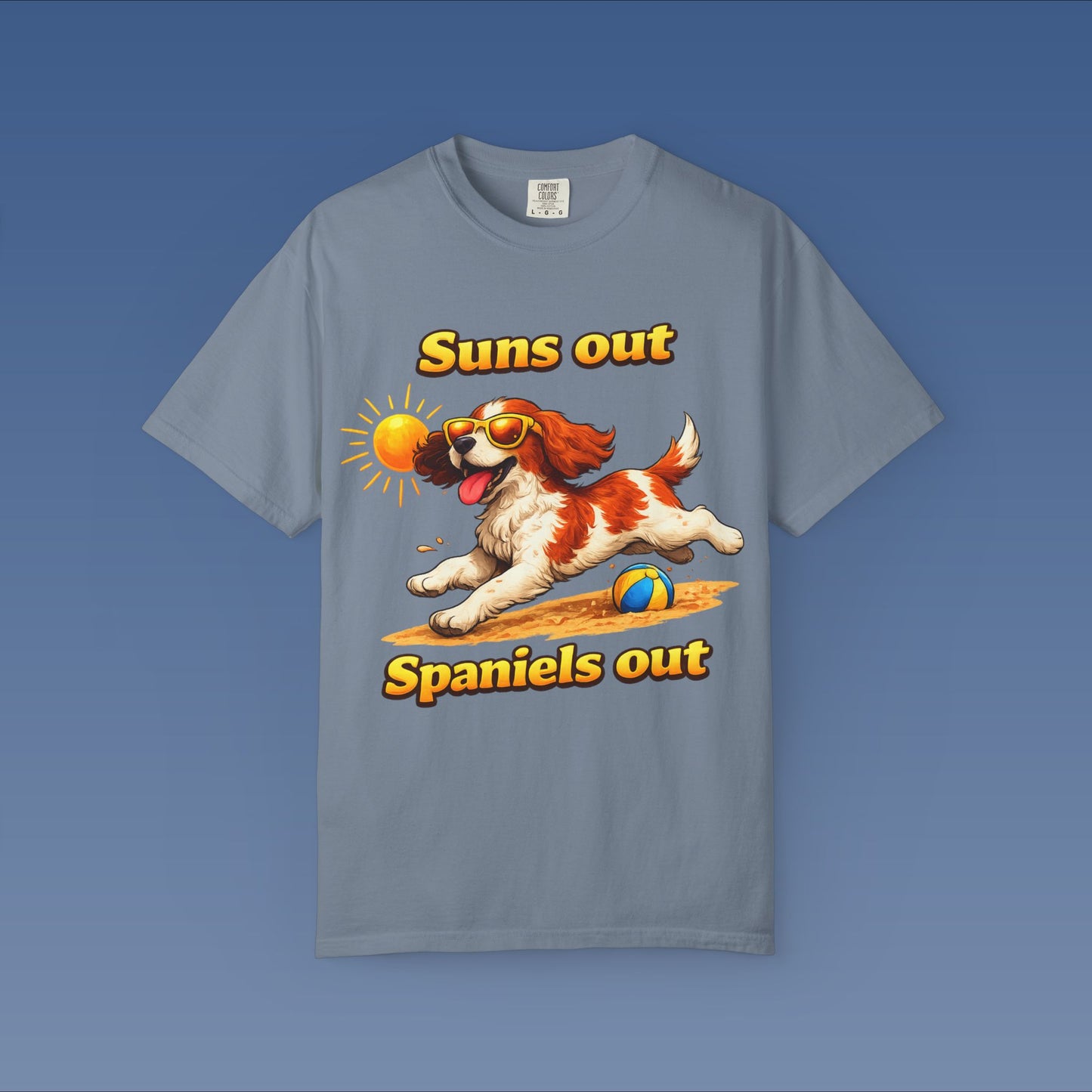 Suns Out Spaniels Out - White and Gold