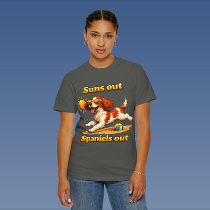 Suns Out Spaniels Out - White and Gold