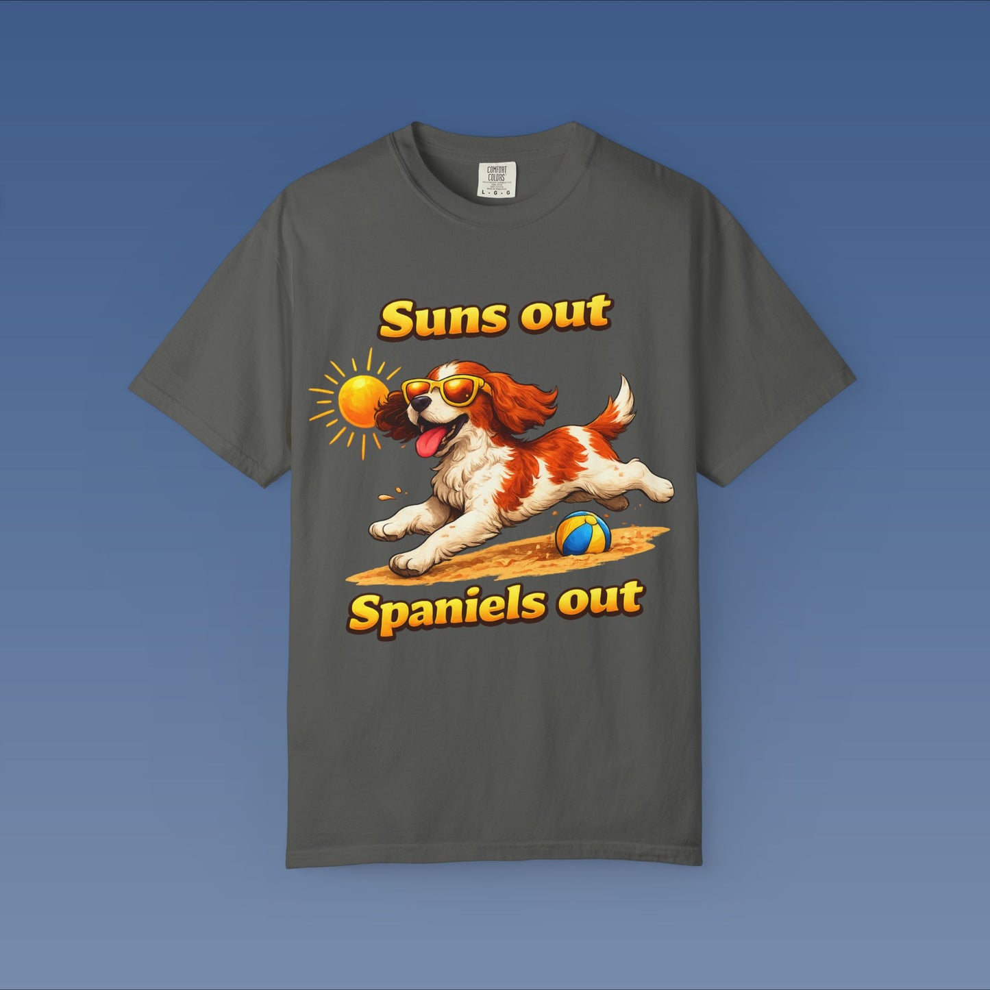 Suns Out Spaniels Out - White and Gold