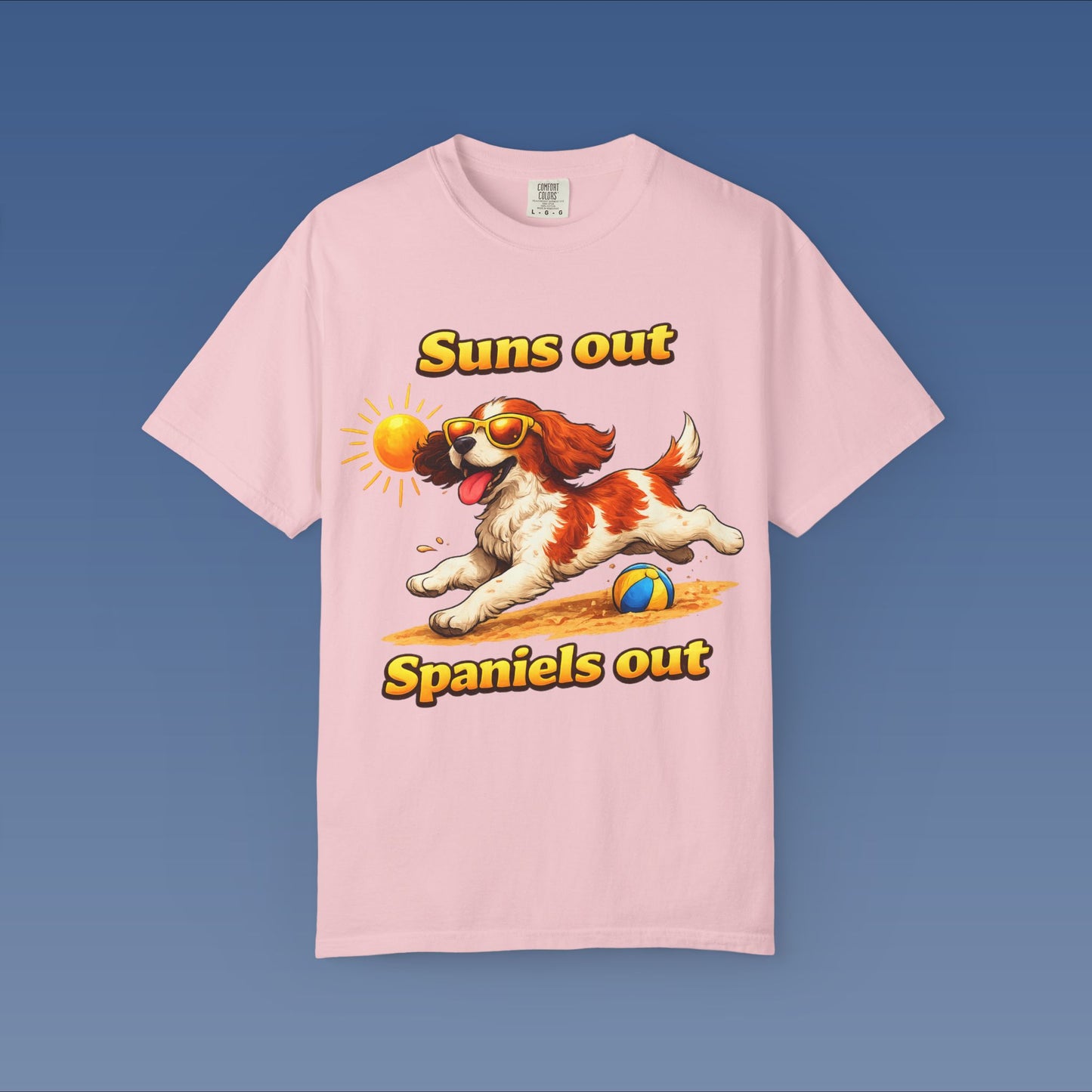 Suns Out Spaniels Out - White and Gold