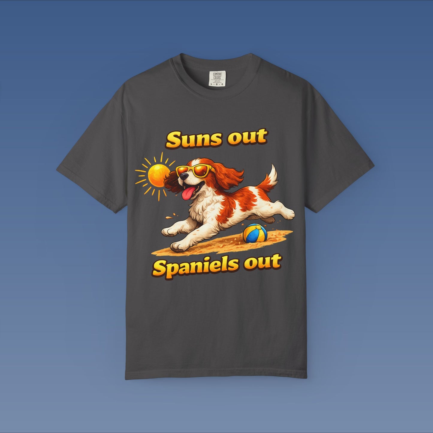 Suns Out Spaniels Out - White and Gold