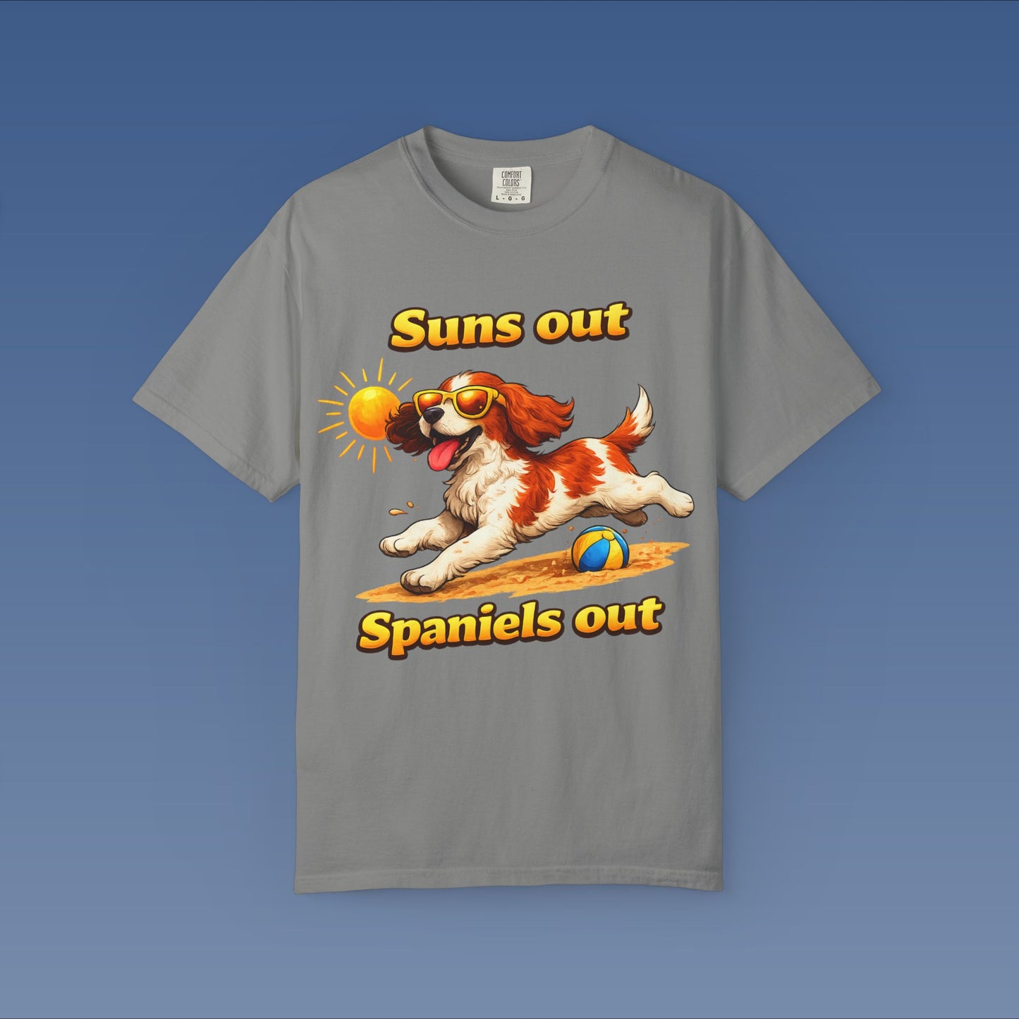 Suns Out Spaniels Out - White and Gold