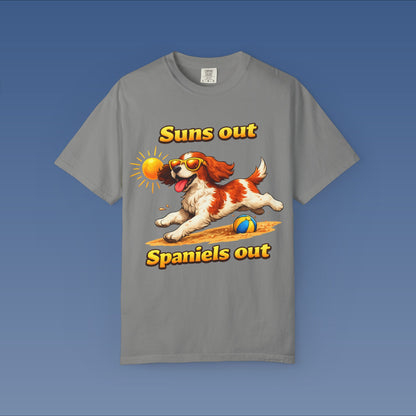 Suns Out Spaniels Out - White and Gold